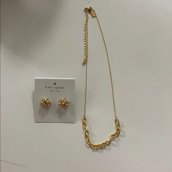 Kate Spade Gold Chain Necklace and Earrings - Picture 2 of 7